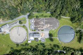 Aerial View Of A Small Sewage Treatment Plant Stock Photo Picture And Royalty Free Image Image 83333903