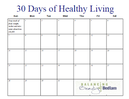 Printable Fitness Calendar 30 Days Of Healthy Living Workout Calendar Workout Chart Healthy Living