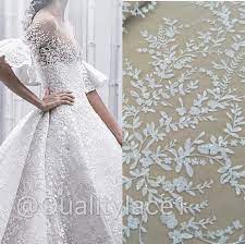 2019 New Arrival Zuhair Murad Leafs Wedding Dress Fabric 130cm Etsy In 2020 Bridal Lace Fabric Wedding Fabric Bridal Lace