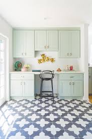 Black And Gold Kitchen Floor Tiles Accents Beautiful Cabinets Desi Floor Gold Kitchen Mint Patterned Quirky Tile Bea Green Kitchen Cabinets Kitchen Inspiration Design Kitchen Flooring