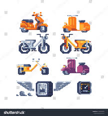 Motorcycle Pixel Art Style Transport Icons Set Bike Isolated Abstract Vector Illustration Logo Transport Co In 2020 Website Template Design Infographic Design Design