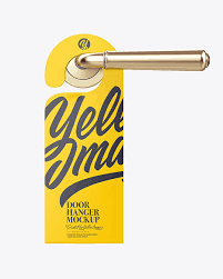 Free textile branding square pillow mockup psd. Door Hanger Mockup In Object Mockups On Yellow Images Object Mockups