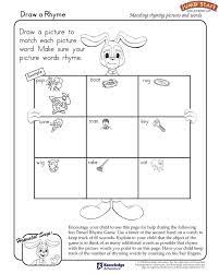 Draw A Rhyme Free Language Arts Worksheet For Kids Jumpstart Kindergarten Language Worksheets Phonics Kindergarten Kindergarten Language Arts Worksheets