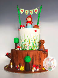 1 Yas Pastasi Kirmizi Baslikli Kiz Red Agac Deseni Kiz Bebek Dogum Gunu Dogum Gunu Kirmizi