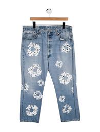 Denim Tears x Levi's Rhinestone Cotton Wreath Straight-Leg Jeans