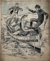 File Two Men In A Boat Are Attacked By A Sea Monster Wellcome V0049550 Jpg Wikimedia Commons Ship models of famous ships. sea monster wellcome v0049550 jpg