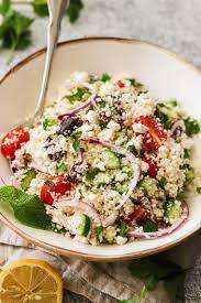 This truly delectable squeaky clean keto roasted cauliflower one of the reasons this keto couscous salad is so tasty is because everything is roasted together before. Mediterranean Cauliflower Couscous Salad Paleo Whole30 Keto Vegan What Great Grandma Ate