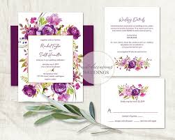 Purple Wedding Invitations Printable Set Purple Watercolor Etsy Purple Wedding Invitations Printable Wedding Invitations Wedding Invitations