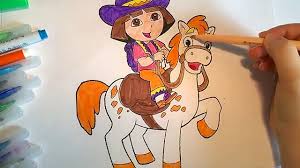 Coloring pages >> cartoon >> dora >> page 1. Dora The Explorer Cowgirl On Pony Coloring Pages For Kids Video Dailymotion
