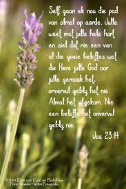 Jos 23 14 Self Gaan Ek Nou Die Pad Van Almal Op Aarde Julle Weet Met Julle Hele Hart En Siel Dat Nie Een Va Scripture Verses Inspirational Words Special Words