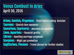 Venus Combust In Aries April 30 2016
