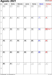 Calendario agosto 2021 con todos los días festivos y fechas importantes de ecuador. Calendario Agosto 2021 Calendarpedia