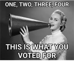 ONE, TWO, THREE, FOUR THIS IS WHAT YOU VOTED FOR