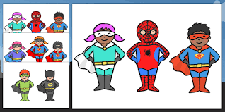 These jumbo superhero word cutouts feature, bam!, kapow!, boom! and more. Cute Superhero Character Cut Outs