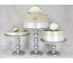 3 Silver Cake Stands Set Wedding Cake Stands Rhinestone Cake Table Decorations Silver Cake Stand Wedding Cake Display Stand