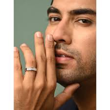 Buy CLARA 925 Silver Adjustable Platinum Plated Swiss Zirconia Izan Men  Ring Online