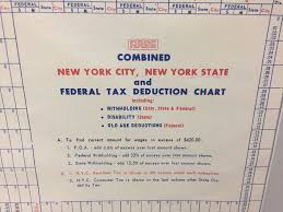 1969 Combination Tax Chart Deduction Wages Nyc New York