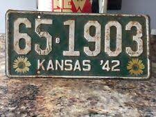 1943 1942 Kansas License Plate Vintage Mancave Antique Old Original Tag License Plate Novelty Sign Novelty