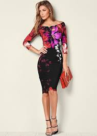 Off The Shoulder Dress In Black Multi Venus Venus Dresses Venus Clothing Fashion