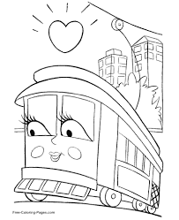 Illustration of a bullet train running through a tunnel. Train Coloring Pages