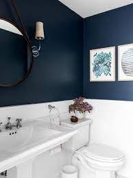 Romantic bathroom idea for small bathroom. White And Navy Bathroom Decorating Ideas Bathroom Remodel Cost Dark Blue Bathrooms Bathroom Renovations