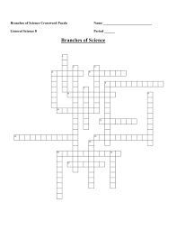 A word bank for the crossword puzzle is also included on a separate page. Branches Of Science Crossword Puzzle