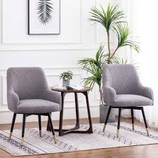 Check spelling or type a new query. Amazon Com Swivel Chairs Set Of 2 Modern Upholstered Dining Chairs Arm Chair Living Room Accent Chairs Office Club Guest Gray Kitchen Dining Room Furniture