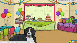 Bernese Mountain Dog Clipart Black And White Vendor Vectortoon Type Clipart Price 20 00 Source Clipart A Friendly Bernese Mountain Dog A D Birthday Party Background Party Background Birthday Parties