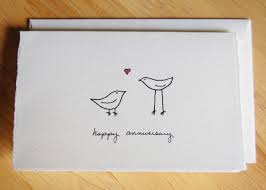 Cute Anniversary Card Simple Love Birds Drawing Happy Etsy Card Drawing Happy Anniversary Cards Anniversary Cards Handmade