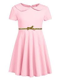 Arshiner Girls Short Sleeve Doll Collar Dress Solid Color A Line Peter Pan Collar Cotton Dress A Misty Rose 110 Age For 4 5 Years Clout Designer Cloutclothes Doll Collar Dress Girls Designer Dresses Collar