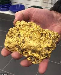 A gold nugget is a mineral which chemical composition is a solid solution of silver with gold. Massive 2kg Gold Nugget Worth Hundreds Of Thousands Of Dollars Is Discovered By A Lucky Digger Daily Mail Online