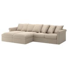 Gronlid 4 Seat Sofa With Chaise Longues Sporda Natural Height Including Back Cushions 104 Cm Ikea In 2020 Fabric Sofa Ikea Sofa Chaise