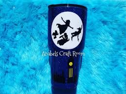 Peter Pan The Lost Boys Neverland Blue Glitter Tumbler Cup Glitter Tumbler Cups Tumbler Cups Glitter Tumbler