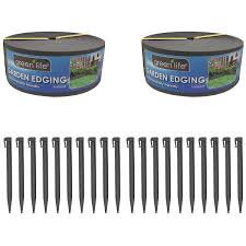 Outdoor | garden centre | decking, edging & fencing. Greenlife Plastic Garden Edging 2 X 1000 X 7 5cm With 20 Pegs Costco Australia