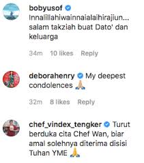Berita itu dimaklumkan oleh chef wan sendiri menerusi posting terbaru di akaun. Bekas Isteri Chef Wan