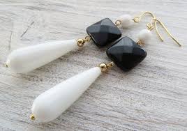 White Drop Earrings Agate Earrings Black Onyx Earrings Drop Earrings Dangle Earrings Stone Earrings Uk Gemston Drop Earrings Onyx Earrings Agate Earrings