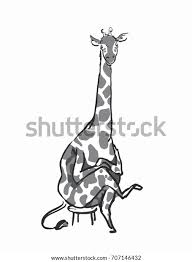 2) from the middle of the rectangle, draw one vertical and one horizontal line equally dividing the with a line, draw the direction of the body and the tail. Giraffe Sitting Drawing
