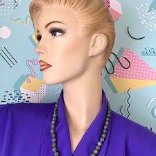 Stunning Vintage Graduated Green Jade Glass Beaded Necklace With Green Seed  Beads From 1960s France