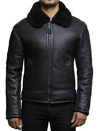 Brandslock Mens Real Shearling Sheepskin Leather Flying Jacket X Small Black Sheepskin Jacket Leather Jackets Online Leather Jacket Men