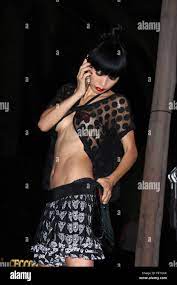 Bai Ling wears a see-thru top showing red hearts over her nipples while  going out to dinner in mini skirt and sky high heels Featuring: Bai Ling  Where: Los Angeles, California, United