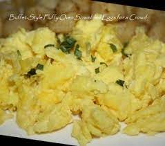 Bake uncovered for 10 minutes, then stir, and bake an additional 10 to 15 minutes, or until eggs are set. Buffet Style Fluffy Oven Scrambled Eggs For A Crowd Recipe Recipezazz Com