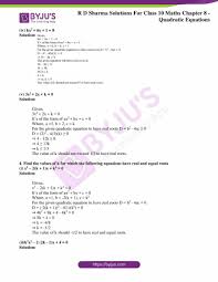 Ax 2 + bx + c = 0. Rd Sharma Solutions For Class 10 Chapter 8 Quadratic Equations Exercise 8 6 Avail Pdf