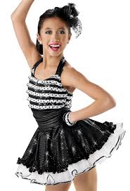 Black And White Striped Dance Costume Striped Ruffle Sequin Jazz Dress Weissman Costume Dance Outfits Dance Dresses Jazz Dress