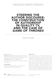 We did not find results for: Pdf Steering The Author Discourse The Construction Of Authorship In Quality Tv And The Case Of Game Of Thrones