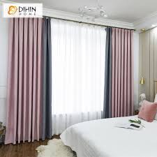 Dihin Home Modern Pink And Grey Spliced Curtains Blackout Grommet Window Curtain For Living Room 52x63 Inch 1 Panel Curtains Living Room Grey Curtains Living Room Room Design Bedroom