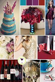 Gold Wedding Colors Red Turquoise Blue Bouquet