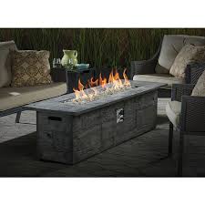 Shop Garden Treasures 72 In W 70 000 Btu Gray Composite Liquid Propane Gas Fire Table At Lowes Com Fire Table Fire Pit Patio Gas Fire Table