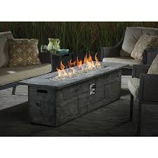 Whether it's a warm summer night or a crisp fall afternoon, an outdoor fire pit can be a perfect gathering spot for friends and family. Shop Garden Treasures 72 In W 70 000 Btu Gray Composite Liquid Propane Gas Fire Table At Lowes Com Fire Table Gas Fire Table Fire Pit Patio