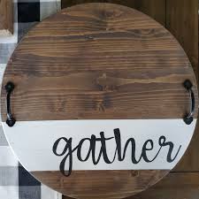 Gather Round Wood Serving Tray Wood Serving Tray Round Etsy Serving Tray Wood Diy Serving Tray Round Wood Tray