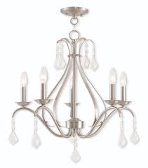 5 Light Brushed Nickel Chandelier 1m5x1 All Lite Electric
